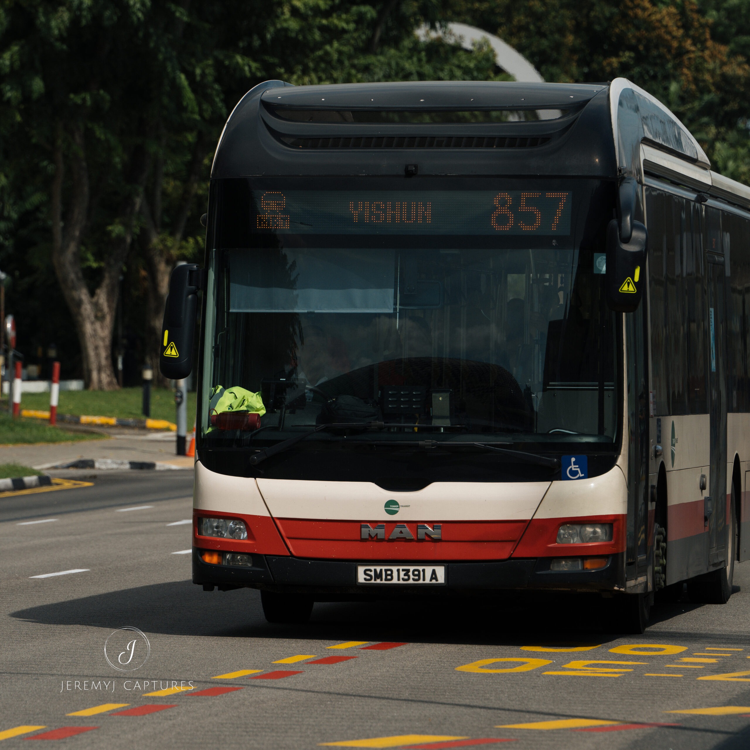 Singapore Bus on the road