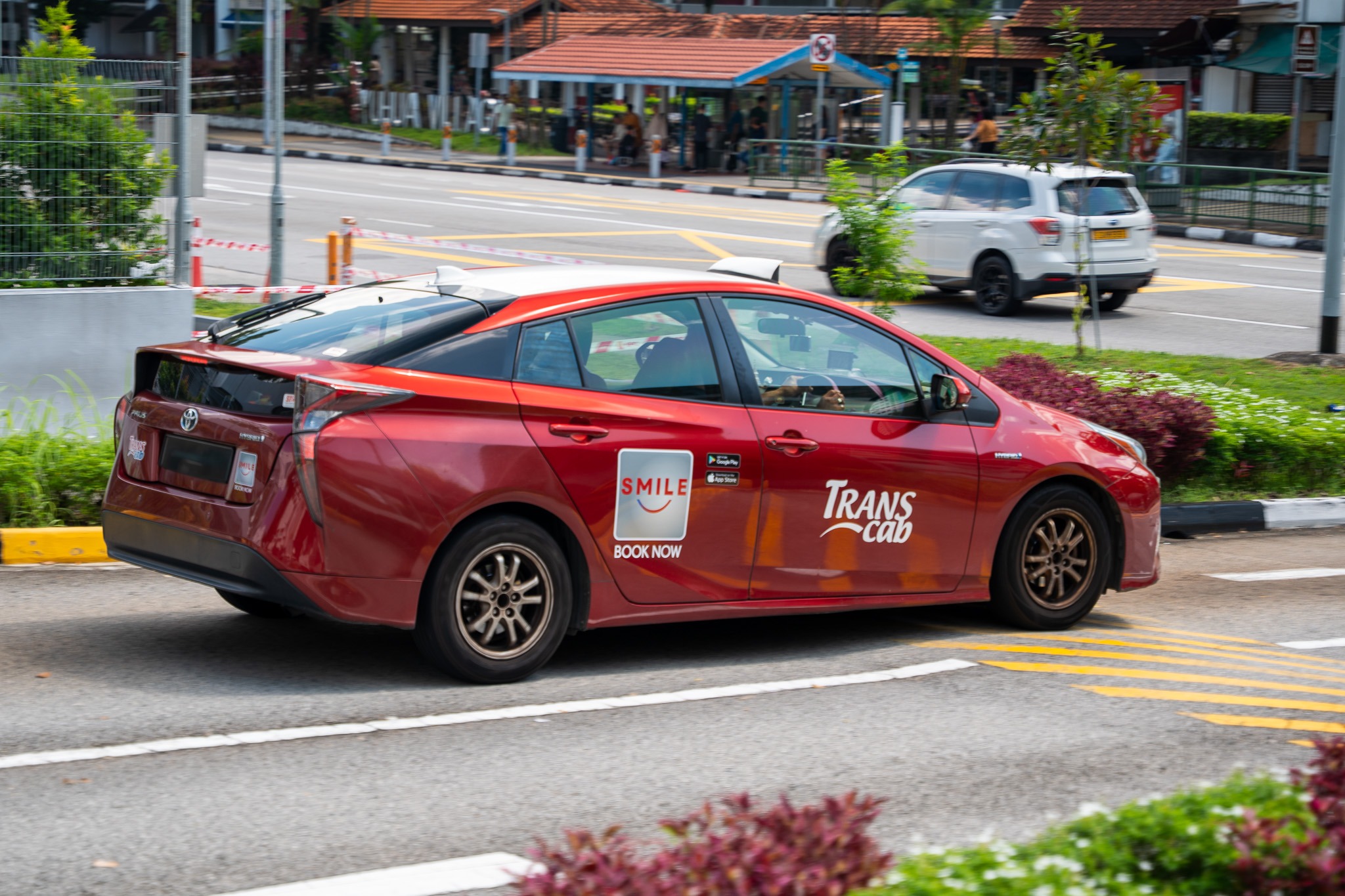 Taxi on the road in singapore