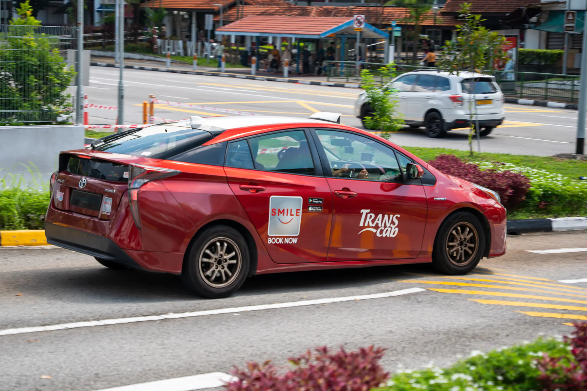 Taxi on the road in singapore