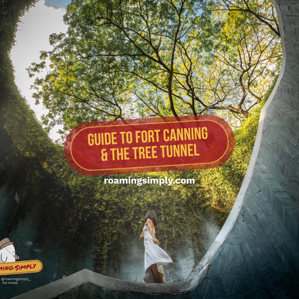 RoamingSimply guide thumbnail for Fort Canning Park, showing the Tree Tunnel spiral staircase and tree canopy